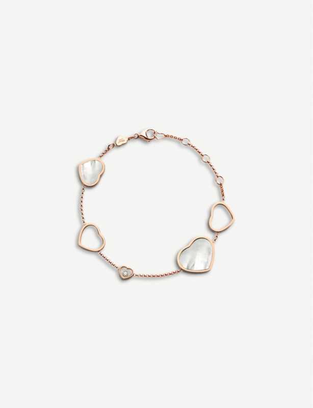 Happy Hearts 18ct rose-gold, diamond and mother-of-pearl bracelet