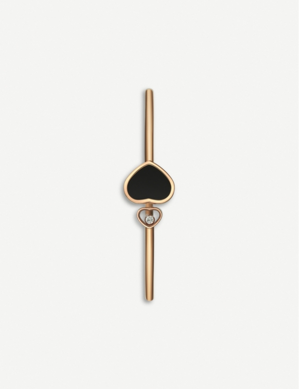 Happy Hearts 18ct rose-gold, onyx and diamond bangle bracelet