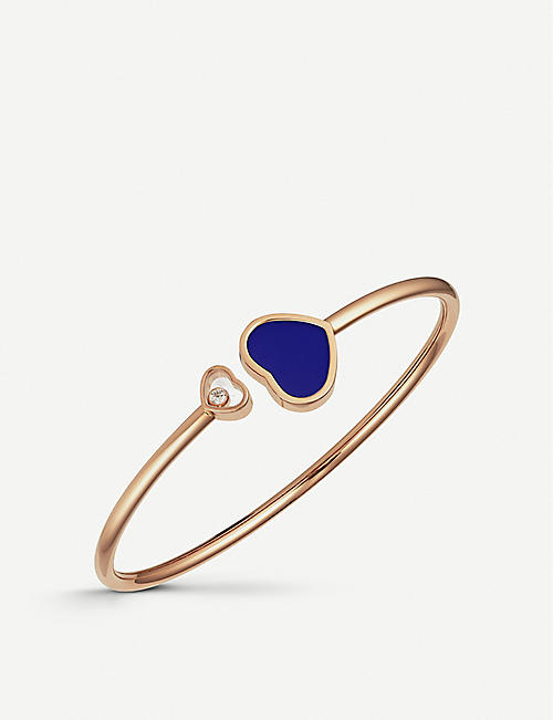 CHOPARD: Happy Hearts 18ct rose-gold lapis lazuli and diamond bangle bracelet