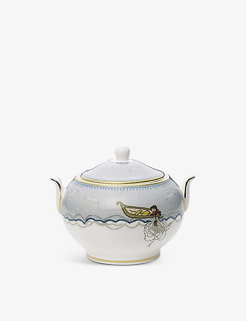 WEDGWOOD: Sailor's Farewell china sugar bowl 20cm