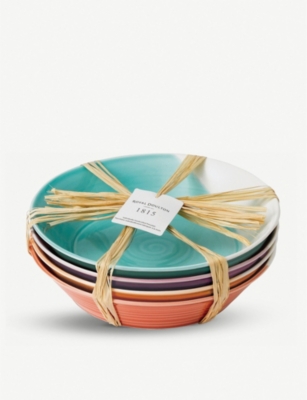 ROYAL DOULTON: 1815 Bright Colours porcelain pasta bowls set of four 22cm
