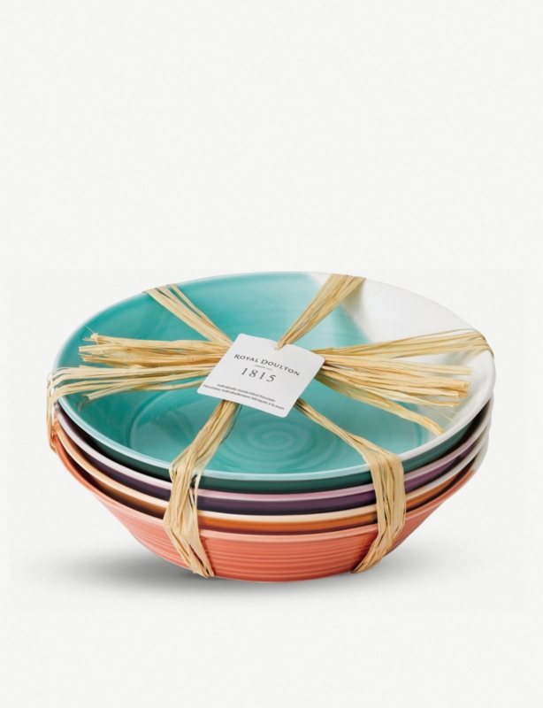 1815 Bright Colours porcelain pasta bowls set of four 22cm