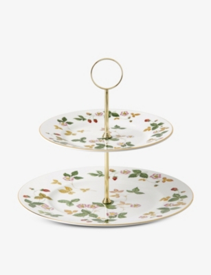 WEDGWOOD: Wild Strawberry two-tier fine bone china cake stand