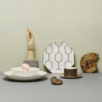Wedgwood Gio Gold Octagonal Accent Plate White In White And Gold