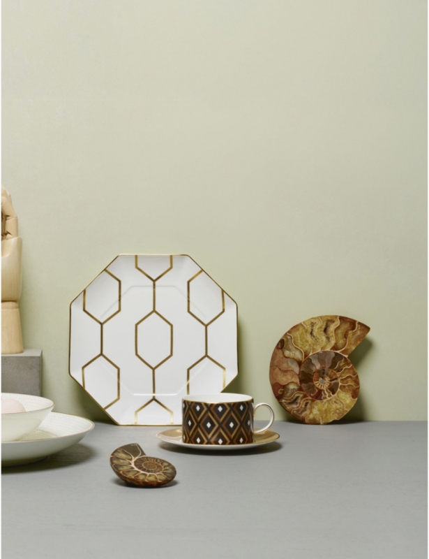 Gio Gold geometric teacup and saucer
