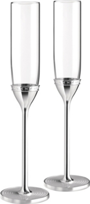 Vera Wang Wedgwood Vera Wang @ Wedgwood With Love Nouveau Silver Toasting Flutes Set Of Two