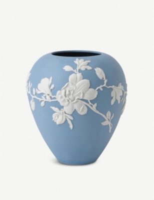 WEDGWOOD: Magnolia Blossom jasperware vase 18cm