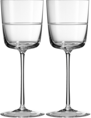 VERA WANG WEDGWOOD Bande crystal wine glasses pair