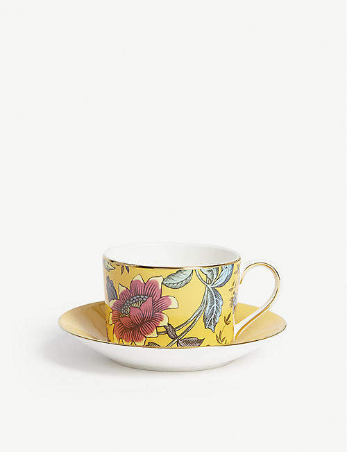 WEDGWOOD: Wonderlust Yellow Tonquin teacup and saucer