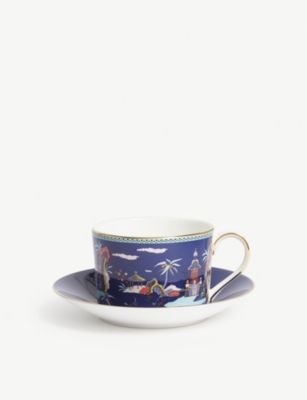 WEDGWOOD: Wonderlust Blue Pagoda teacup and saucer