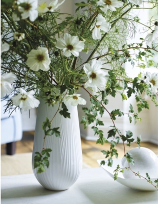 WEDGWOOD: White Folia tall bone china vase 30cm