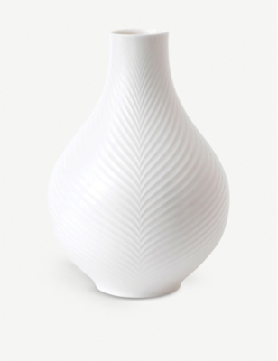 WEDGWOOD: White Folia fine bone china bulb vase 23cm