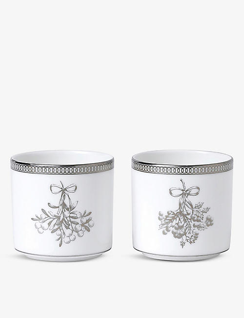 WEDGWOOD: Winter White 2-piece votive candle holder set