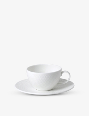 Wedgwood Gio Textured Bone China Breakfast Espresso Cup And Saucer Set