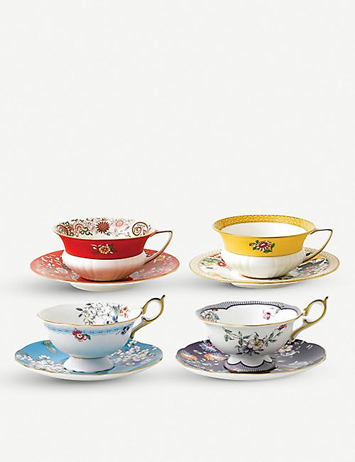 WEDGWOOD: Wonderlust set of four teacups and saucers