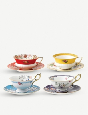 Wedgwood Wonderlust Set Of Four Teacups And Saucers