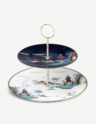 WEDGWOOD: Wonderlust floral bone china two-tier cake stand