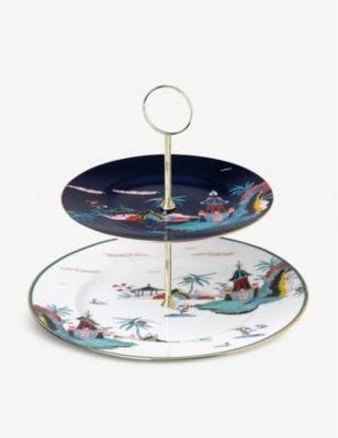 Wedgwood Wonderlust Floral Bone China Two-tier Cake Stand