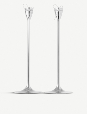 VERA WANG WEDGWOOD Love Knots Taper silverplated candle holders