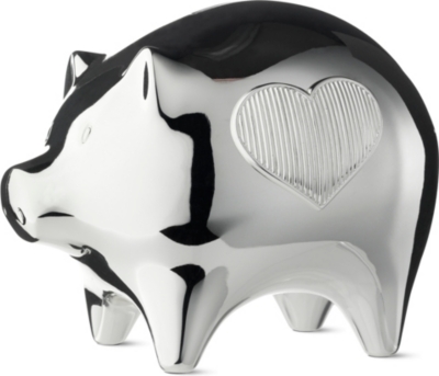 VERA WANG WEDGWOOD Silverplated baby piggy bank