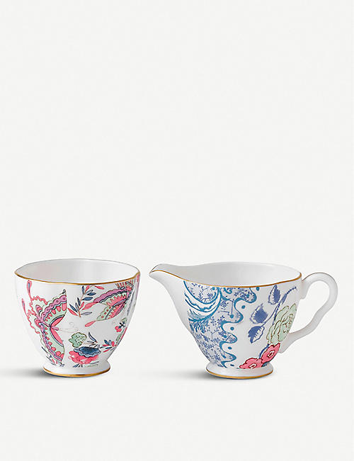 WEDGWOOD: Butterfly bloom fine bone china sugar bowl and cream jug