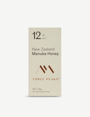 THREE PEAKS MANUKA HONEY: Manuka honey single serve 10 pack 50g