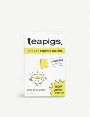 TEAPIGS: Matcha on-the-go green tea sachets box of 14