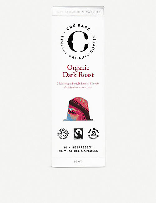 CRU KAFE: Organic dark roast coffee capsules pack of 10