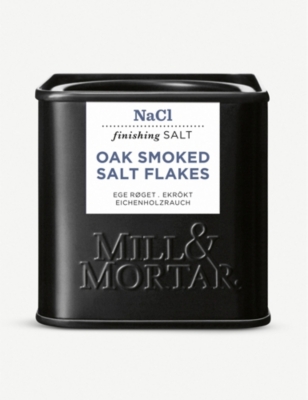 MILL & MORTAR: Oak smoked salt flakes 80g