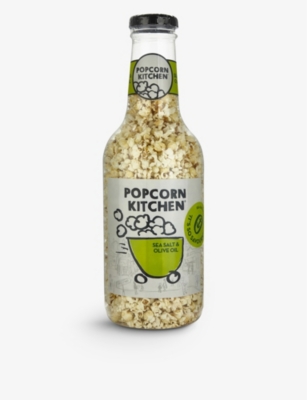 POPCORN KITCHEN: Giant money box gourmet Sea Salt and Olive Oil popcorn bottle 350g