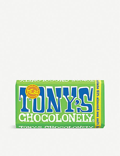 TONY'S: Sea salted almond dark chocolate bar 180g