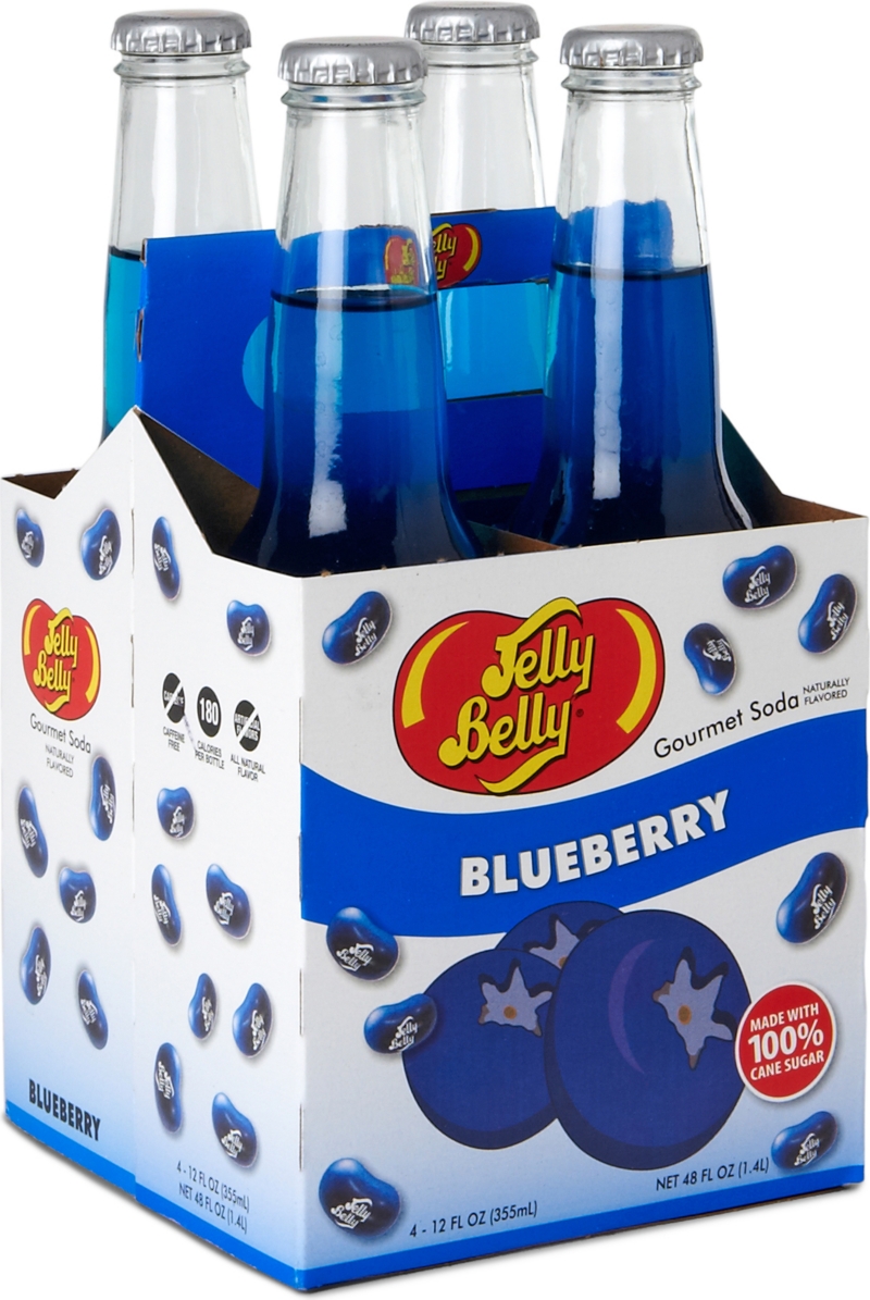 JELLY BELLY   Pack of four Blueberry soft drinks 355ml