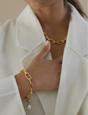 Monica Vinader Gold Plated Vermeil Silver Alta Capture Charm Bracelet In Gold