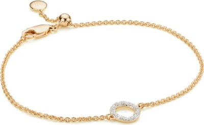 MONICA VINADER: Riva Mini Circle 18ct gold vermeil and diamond bracelet