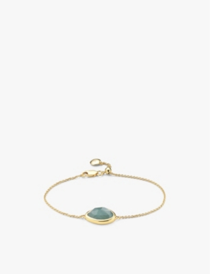 MONICA VINADER   Siren 18ct gold plated vermeil teardrop aquamarine bracelet