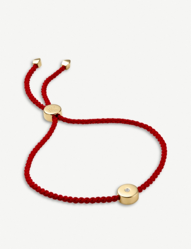 Linear Solo 18ct yellow gold-plated vermeil silver and diamond friendship bracelet