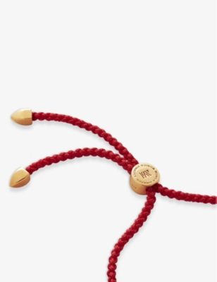 Shop Monica Vinader Women's Linear 18ct Yellow Gold-plated Vermeil Sterling-silver Friendship Bracelet In Gold / Red