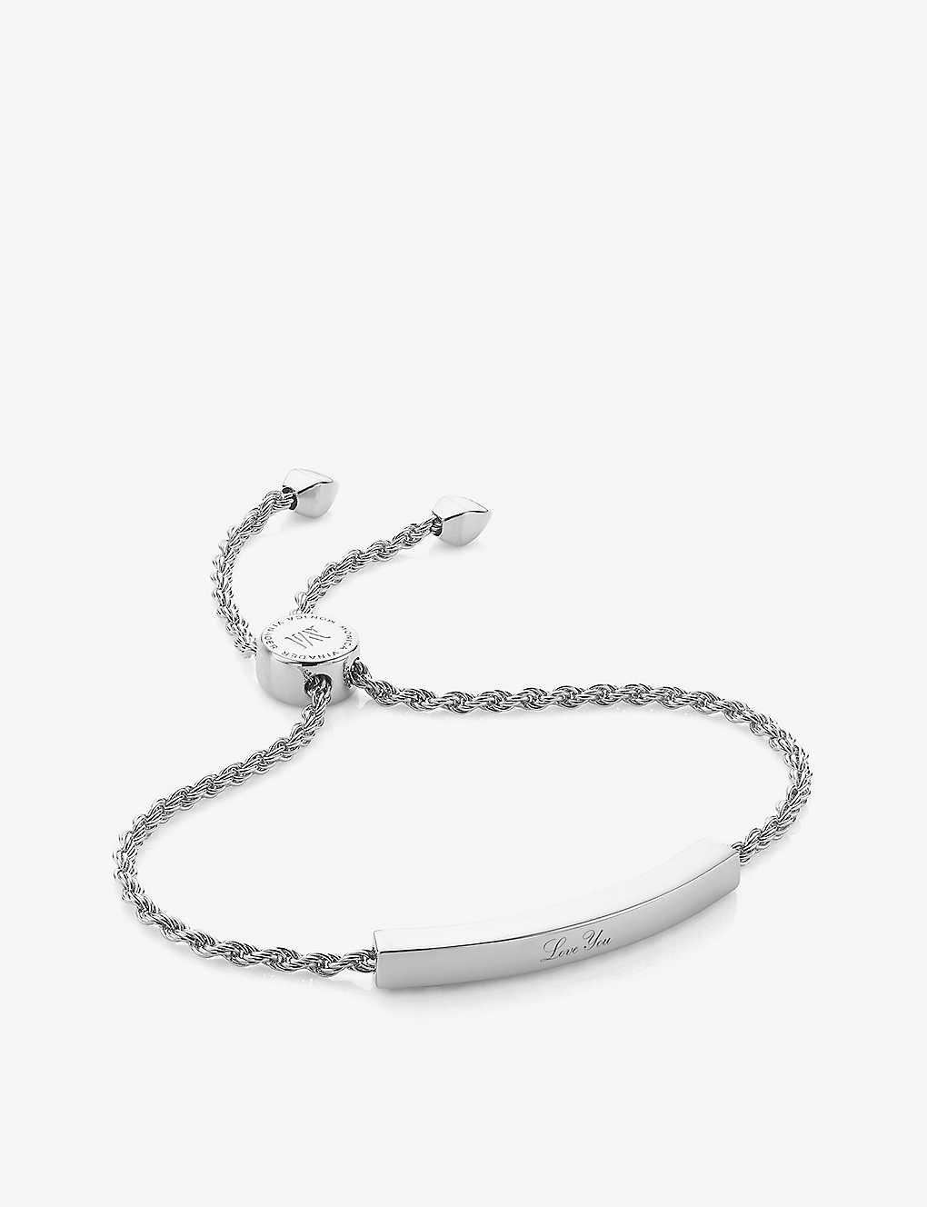 Shop Monica Vinader Women's Linear Sterling Silver Friendship Bracelet
