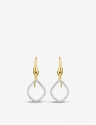 Shop Monica Vinader Women's Riva Kite 18ct Yellow-gold Vermeil And Pavé Diamonds Earrings In Silver