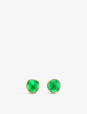 Monica Vinader Siren Stud Green Onyx Earrings In Gold