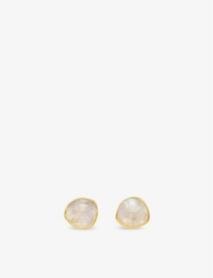 MONICA VINADER: Linear 18ct yellow gold-plated and stones earrings