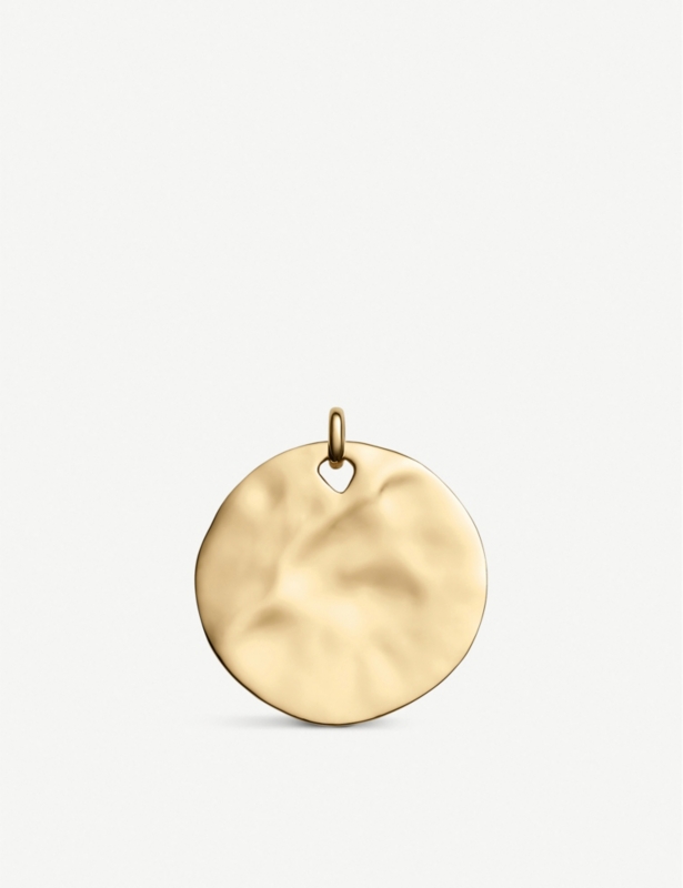 Ziggy hammered 18ct yellow-gold vermeil and sterling silver pendant charm