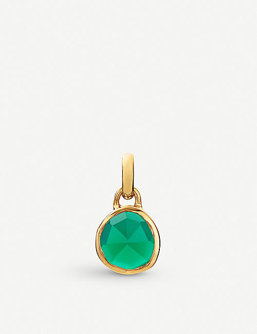 MONICA VINADER: Siren mini 18ct rose gold-plated vermeil silver and green onyx pendant