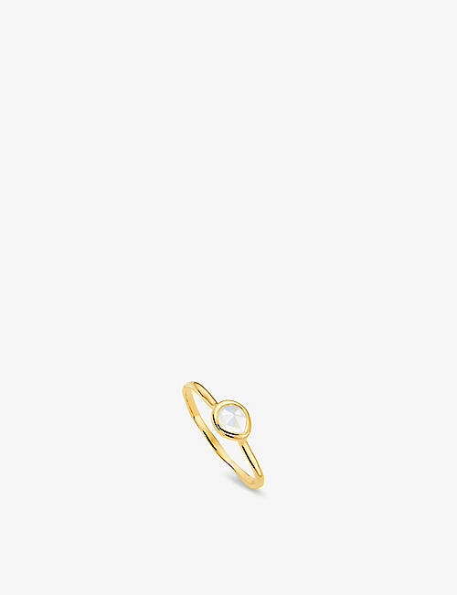 MONICA VINADER: Siren 18ct gold vermeil and moonstone small stacking ring