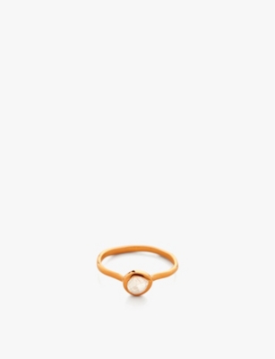 MONICA VINADER: Siren 18ct gold vermeil and moonstone small stacking ring