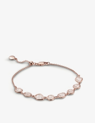 MONICA VINADER: Siren Mini Nugget Cluster 18ct rose-gold vermeil and rose quartz bracelet