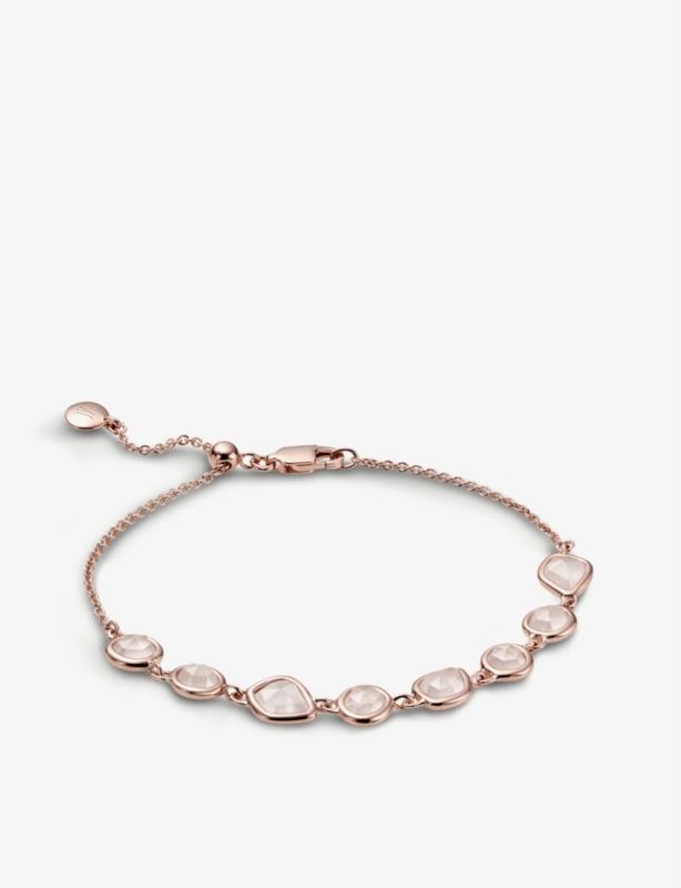 Siren Mini Nugget Cluster 18ct rose-gold vermeil and rose quartz bracelet