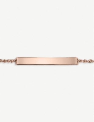 Shop Monica Vinader Women's Rose Gold Linear 18ct Rose Gold-plated And Pavé Diamond Bracelet