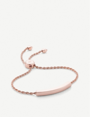 MONICA VINADER: Linear 18ct rose gold-plated and pavé diamond bracelet