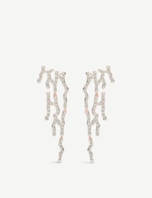 MONICA VINADER: Waterfall 18ct rose-gold vermeil and diamond earrings
